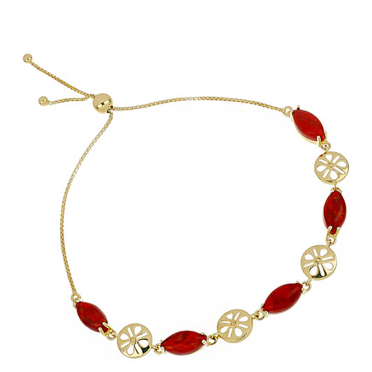 Goldplattiertes Silberarmband mit roter Koralle