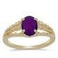 Goldplattierter Silberring mit lila Achat