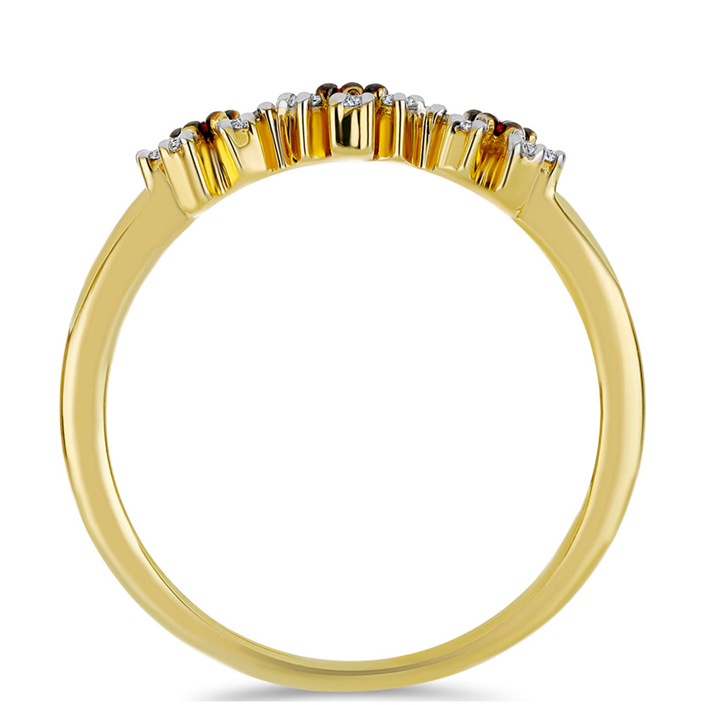 Goldplattierter Silberring mit rotem Diamant und weißem Diamant 2 