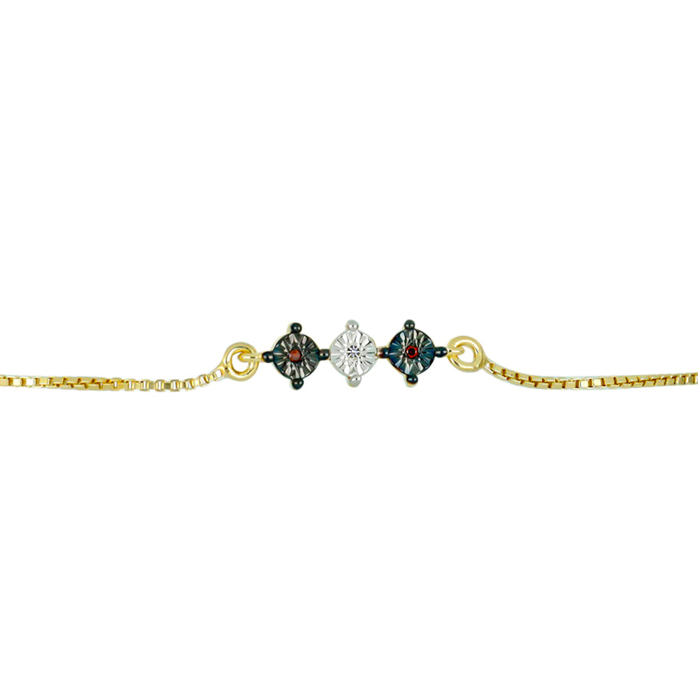 Goldplattiertes Silberarmband mit rotem Diamant und weißem Diamant