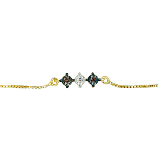 Goldplattiertes Silberarmband mit rotem Diamant und weißem Diamant