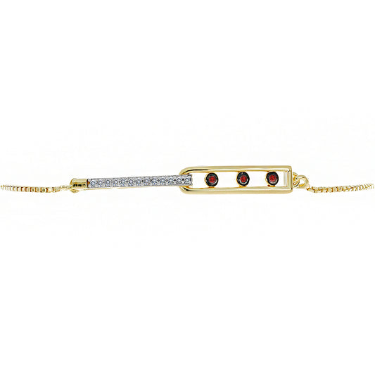 Goldplattiertes Silberarmband mit rotem Diamant und weißem Diamant