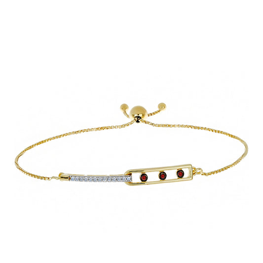 Goldplattiertes Silberarmband mit rotem Diamant und weißem Diamant