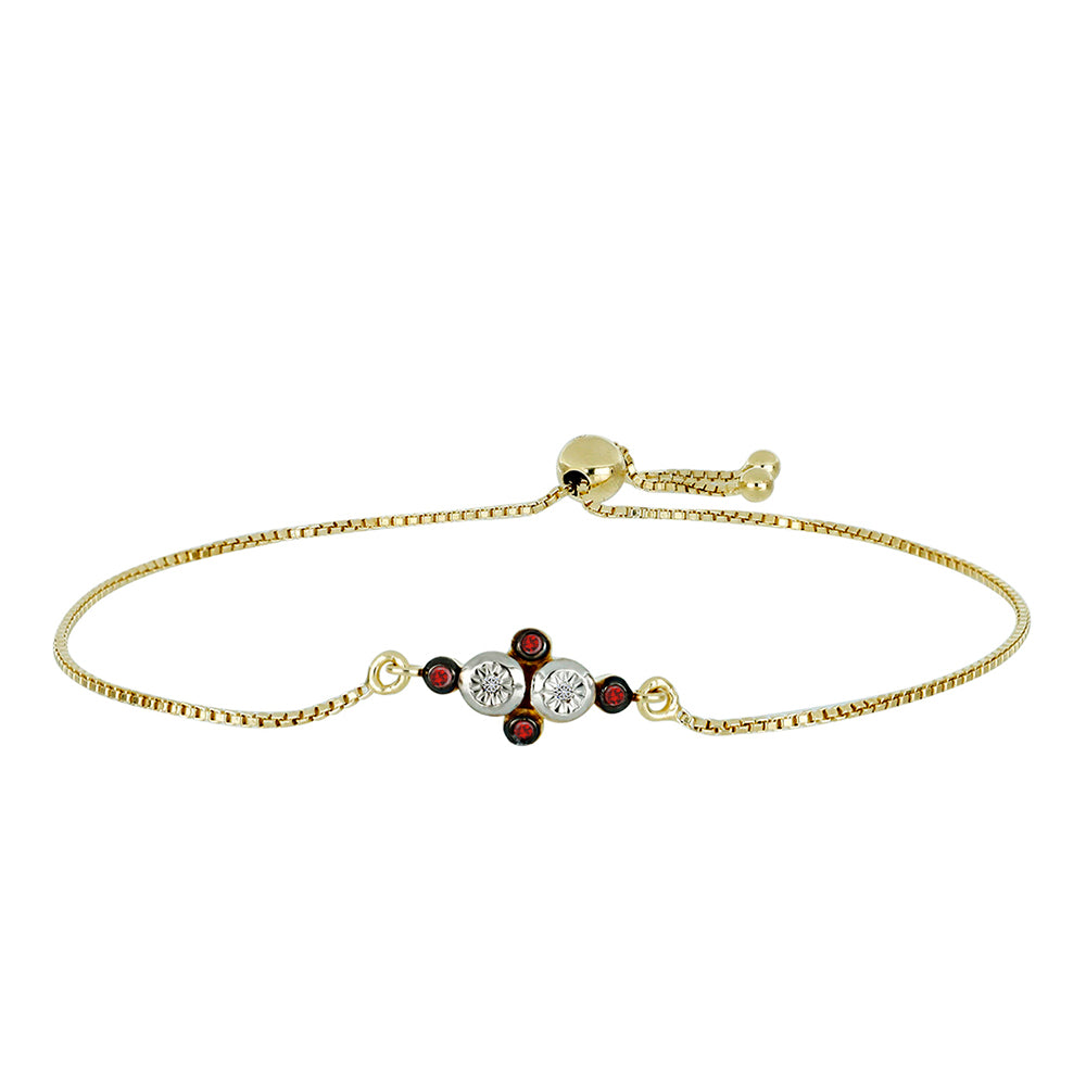 Goldplattiertes Silberarmband mit rotem Diamant und weißem Diamant 1 