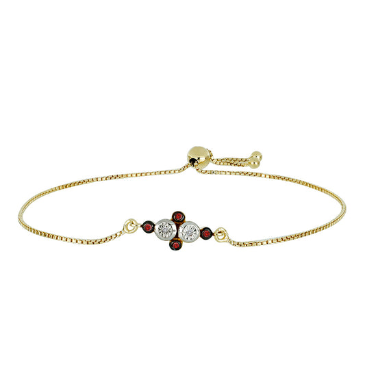 Goldplattiertes Silberarmband mit rotem Diamant und weißem Diamant