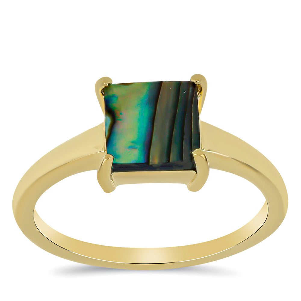 Goldplattierter Silberring mit schwarzem Perlmutt