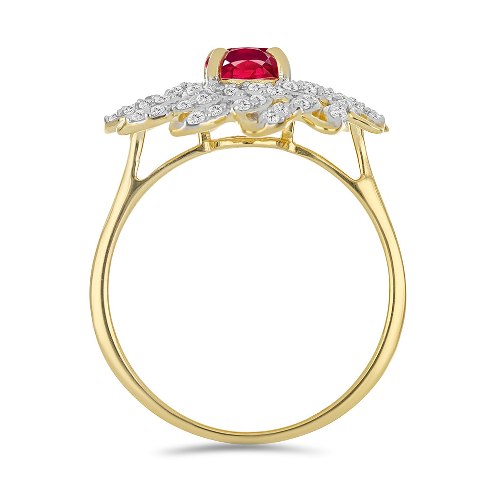 Goldplattierter Silberring mit Rubin aus Madagaskar und weißem Topas 2 