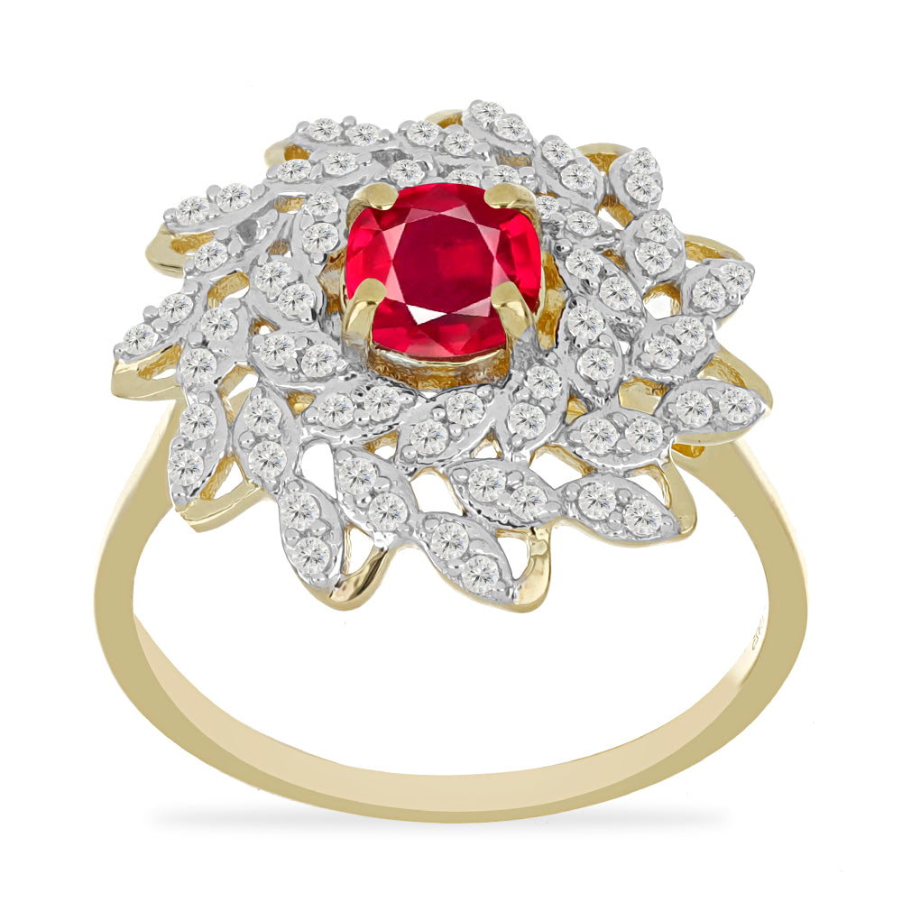 Goldplattierter Silberring mit Rubin aus Madagaskar und weißem Topas 3 