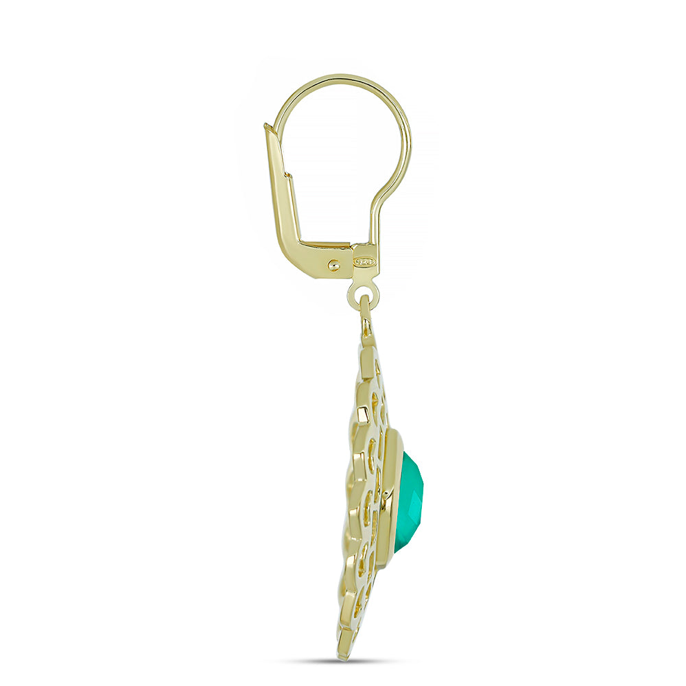 Goldplattierte Silberohrringe mit grünem Chalcedon 4 