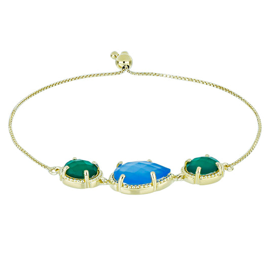 Goldplattiertes Silberarmband mit blauem Chalcedon