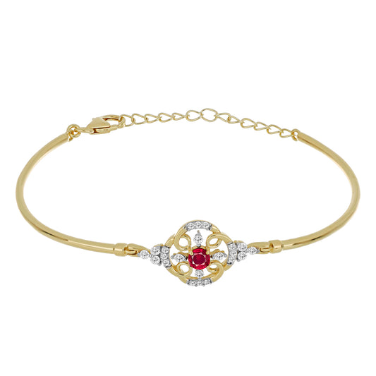 Goldplattierter Silberarmreif mit Rubin aus Madagaskar und weißem Topas