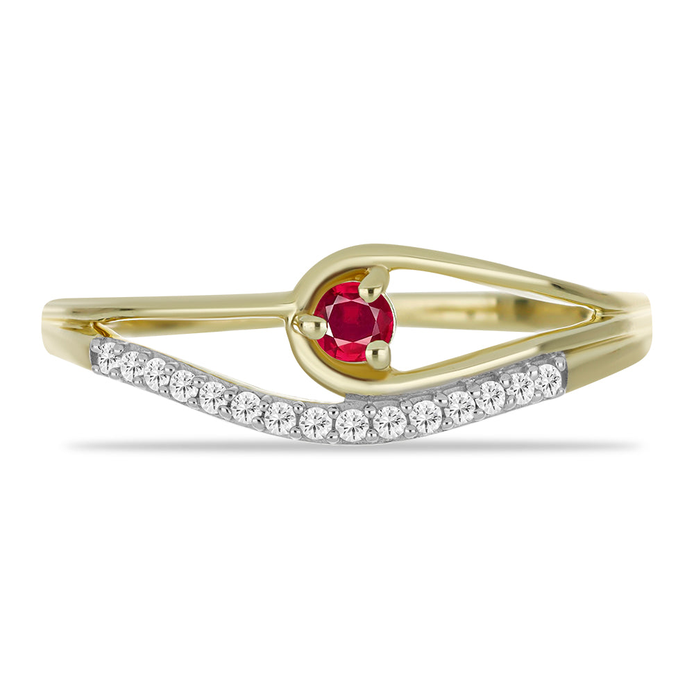 Goldplattierter Silberring mit Rubin aus Madagaskar und weißem Topas 5 