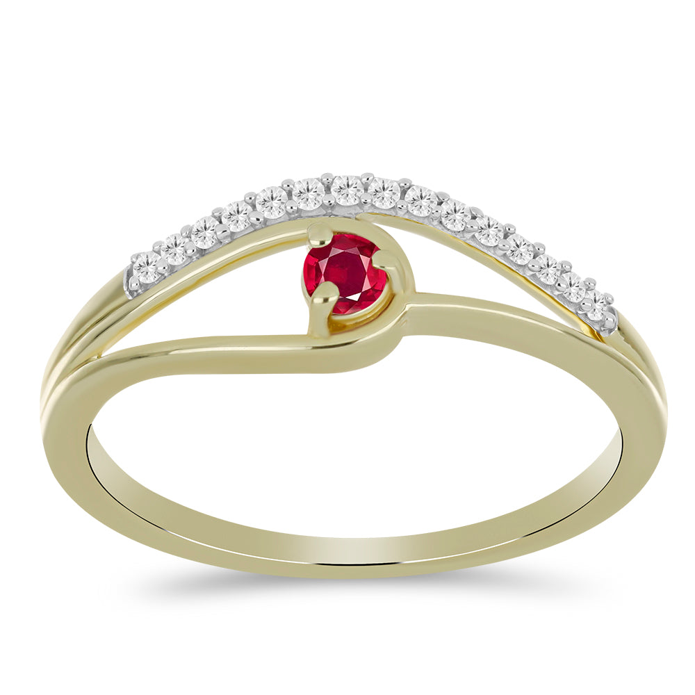 Goldplattierter Silberring mit Rubin aus Madagaskar und weißem Topas 3 