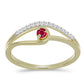 Goldplattierter Silberring mit Rubin aus Madagaskar und weißem Topas