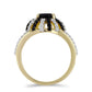 Goldplattierter Silberring mit schwarzem Spinell und weißem Topas
