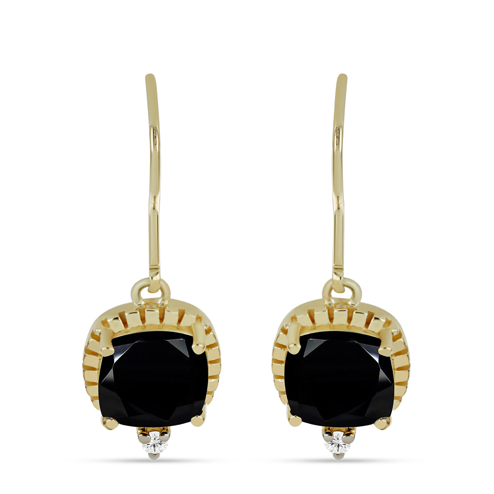 Goldplattierte Silberohrringe mit schwarzem Spinell und weißem Topas