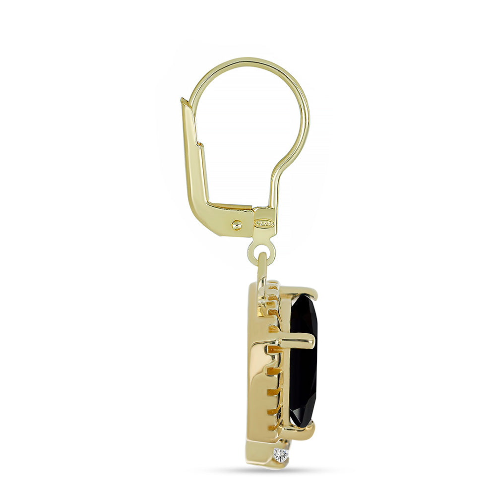 Goldplattierte Silberohrringe mit schwarzem Spinell und weißem Topas 2 