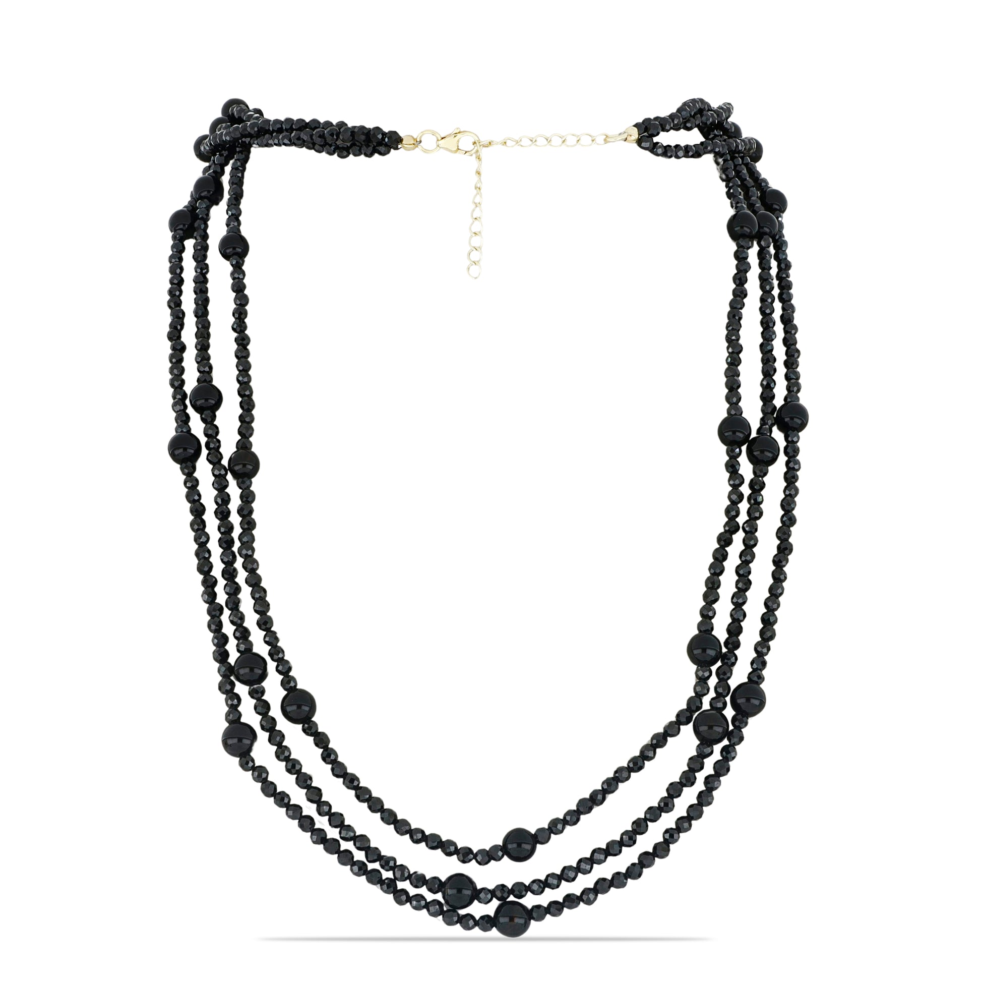 Goldplattierte Silberhalskette mit schwarzem Spinell 1 