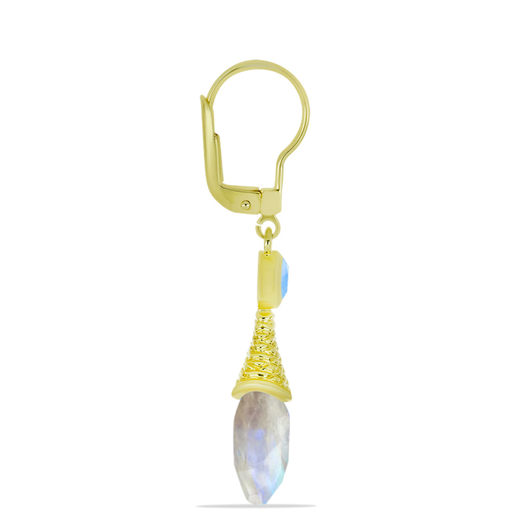 Goldplattierte Silberohrringe mit Regenbogenmondstein 2 