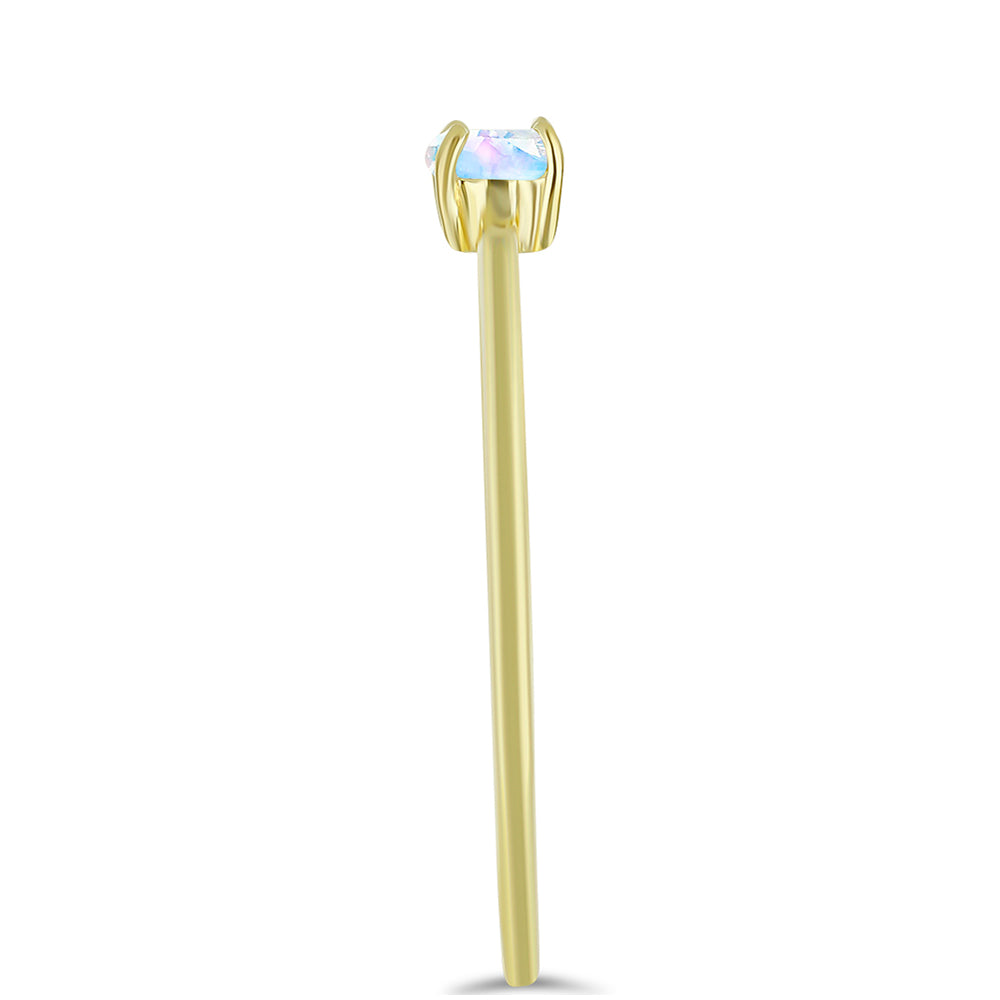 Goldplattierter Silberring mit Regenbogenmondstein 4 