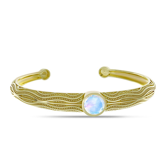 Goldplattiertes Silberarmband mit Regenbogenmondstein