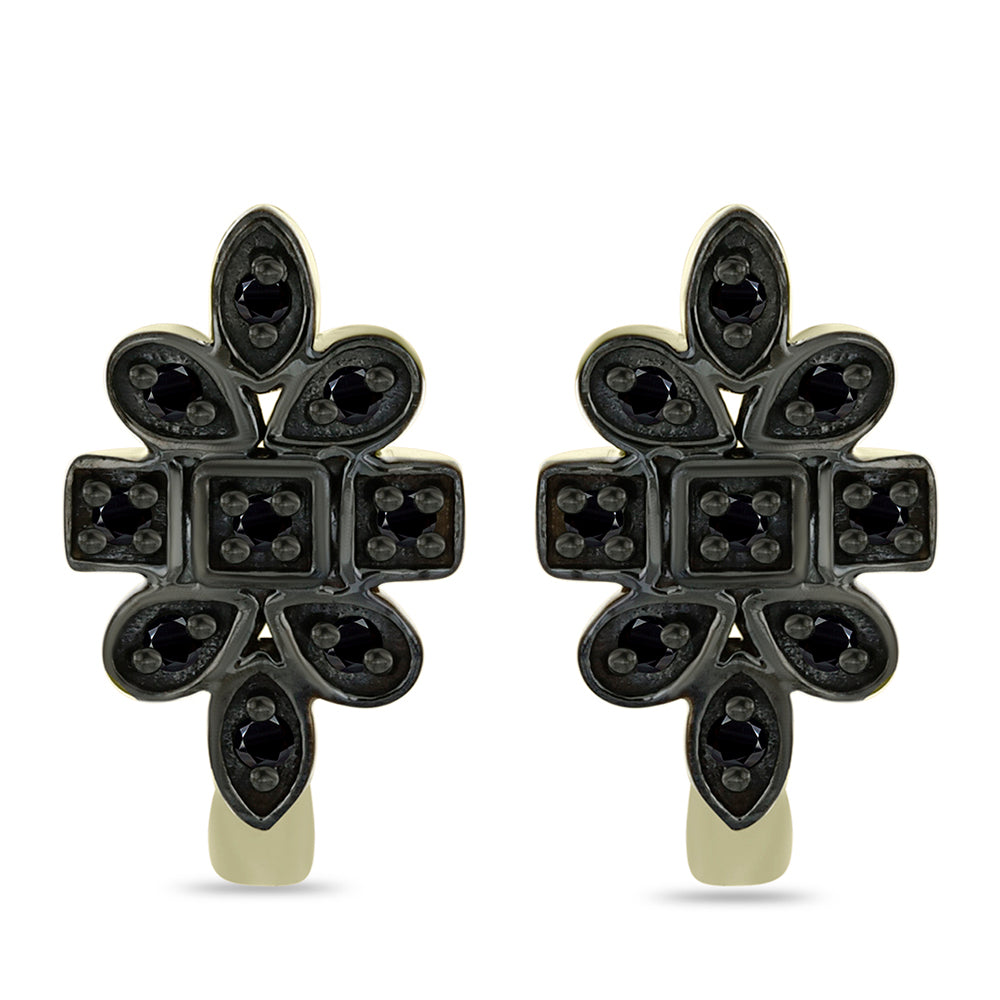 Goldohrringe mit schwarzem Diamant 1 