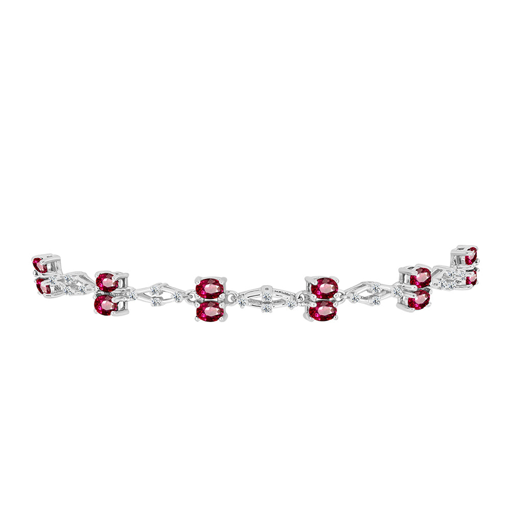 Silberarmband mit Rubellit aus Cruzeiro und weißem Topas