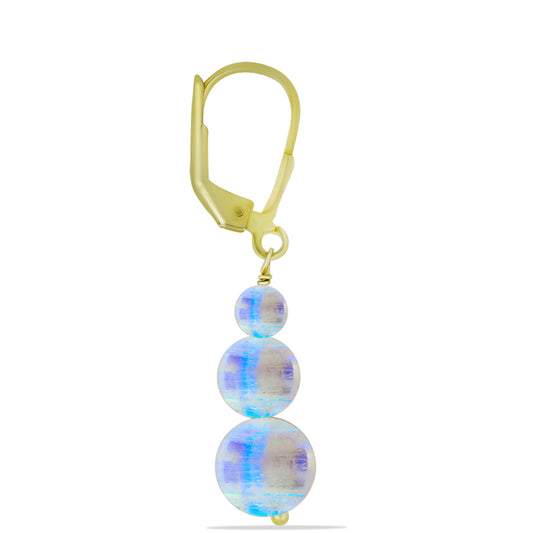 Goldplattierte Silberohrringe mit Regenbogenmondstein