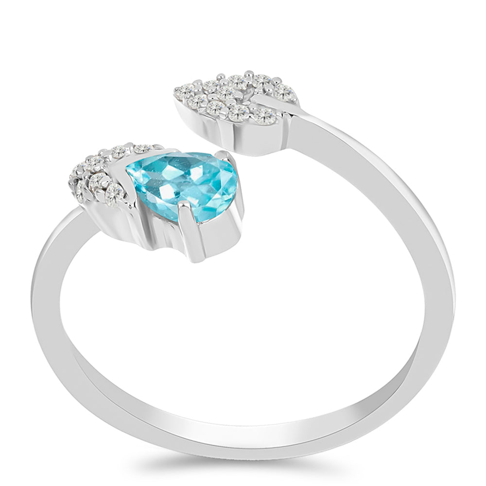 Silberring mit himmelblauem Apatit und weißem Topas