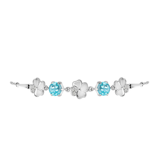 Silberarmband mit himmelblauem Apatit und weißem Topas