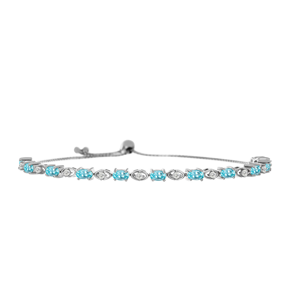 Silberarmband mit himmelblauem Apatit und weißem Topas