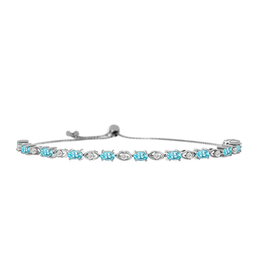 Silberarmband mit himmelblauem Apatit und weißem Topas