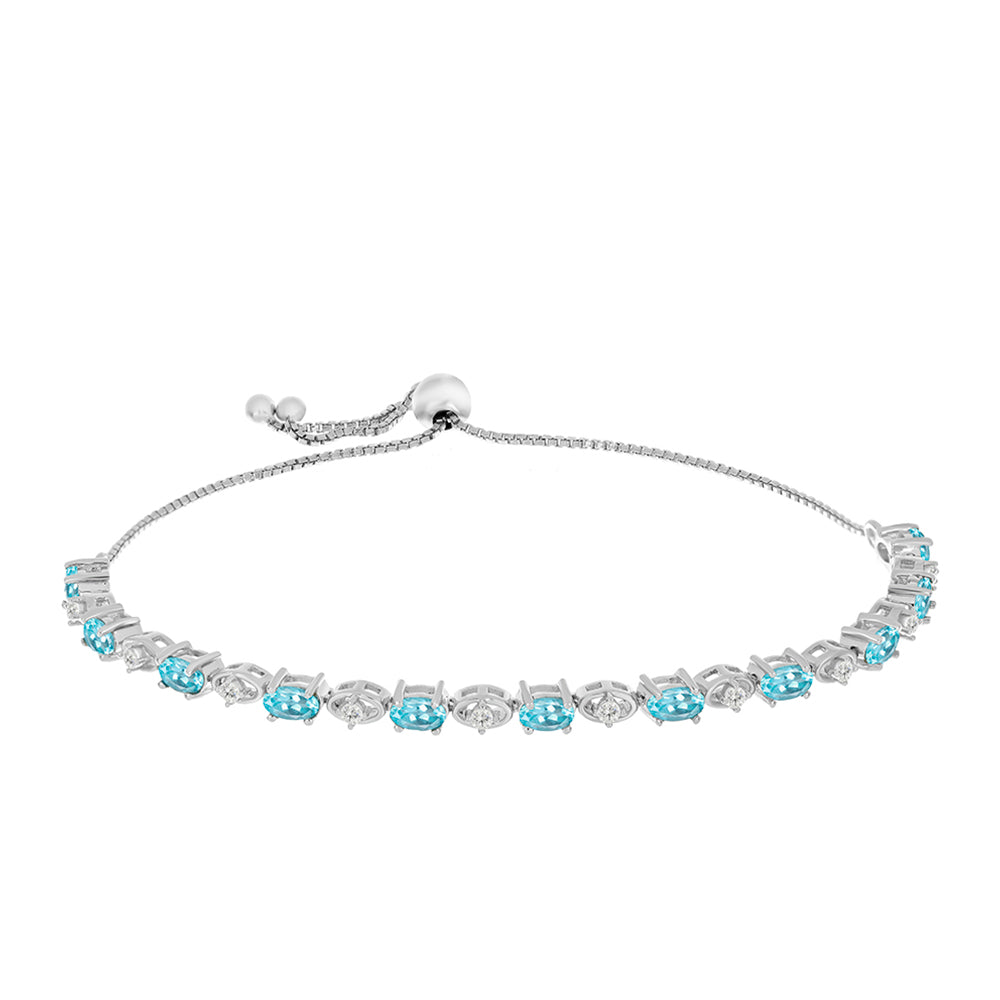 Silberarmband mit himmelblauem Apatit und weißem Topas