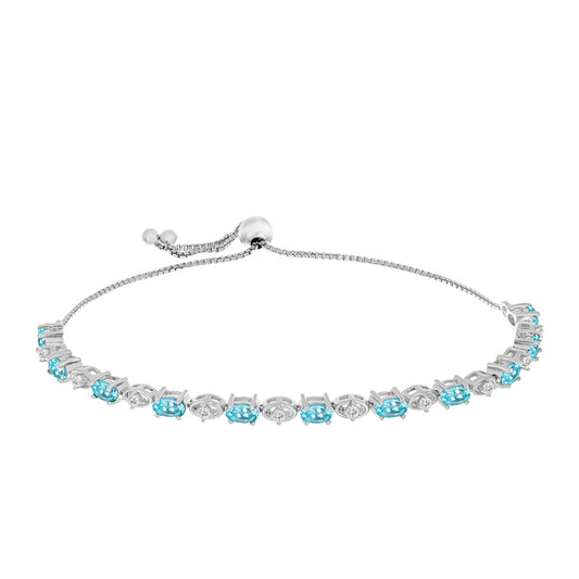 Silberarmband mit himmelblauem Apatit und weißem Topas