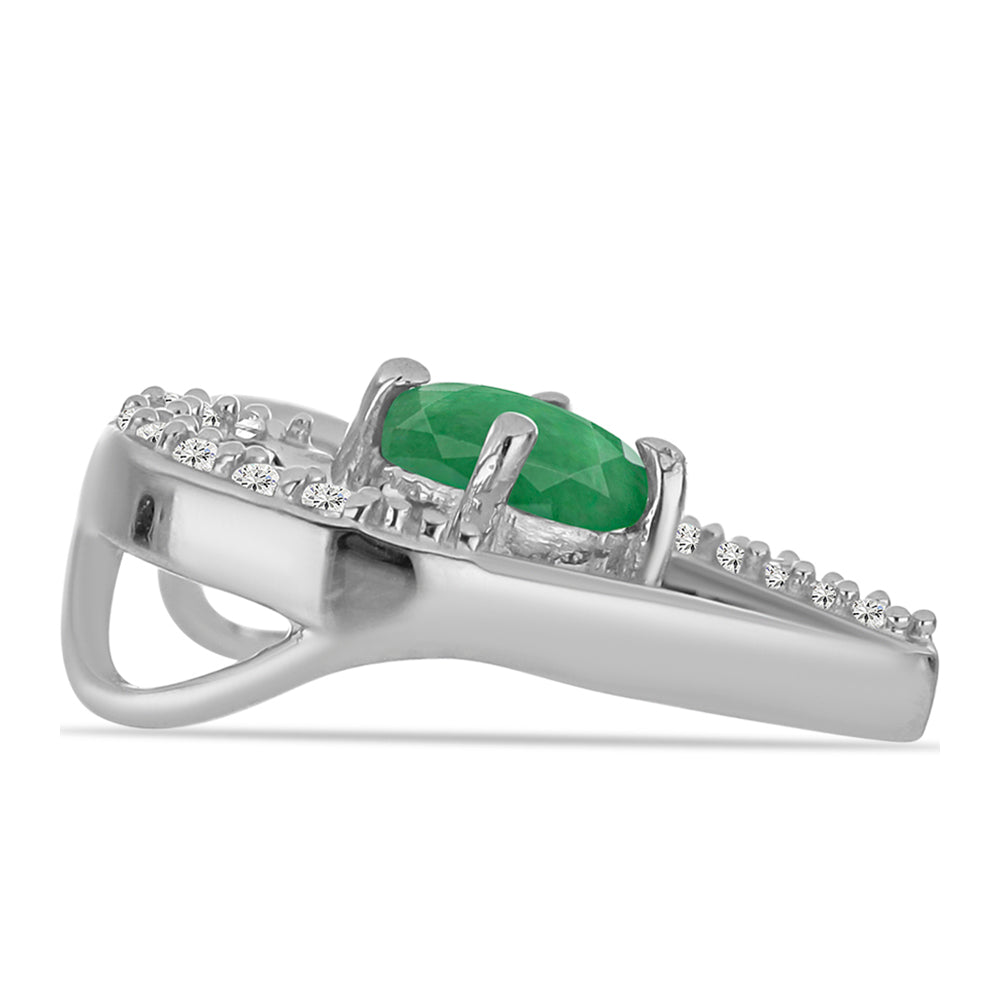 Silberanhänger mit brasilianischem Smaragd und weißem Topas