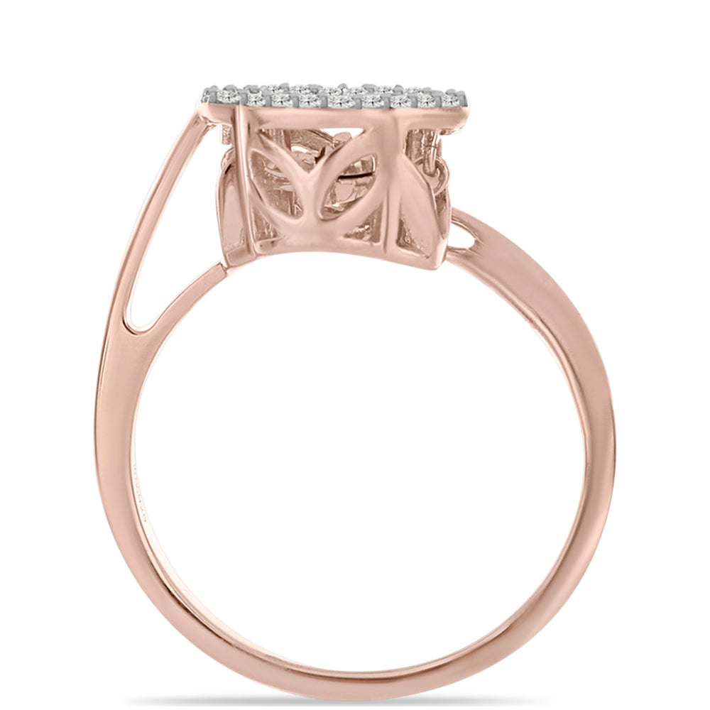 Rosevergoldeter Silberring mit rosafarbenem tanzendem Diamanten und weißem Topas 2 