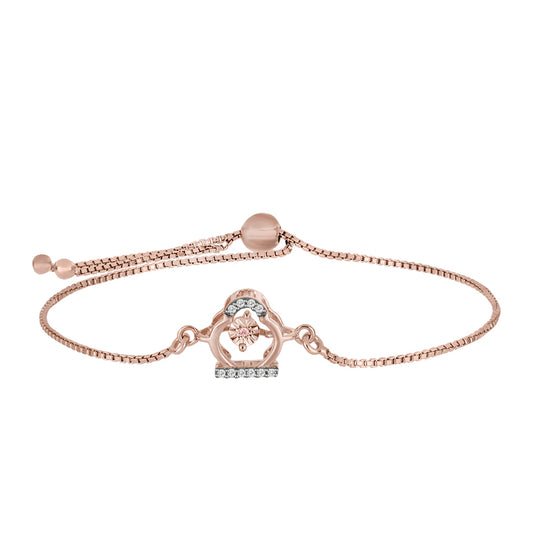 Rosevergoldetes Silberarmband mit rosafarbenem tanzendem Diamanten und weißem Topas