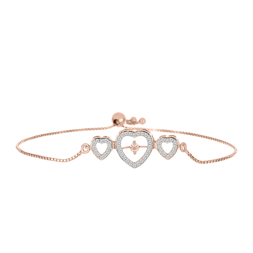 Rosevergoldetes Silberarmband mit rosafarbenem tanzendem Diamanten und weißem Topas 1 