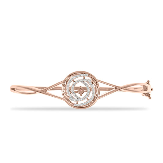 Rosevergoldetes Silberarmband mit rosafarbenem tanzendem Diamanten und weißem Topas