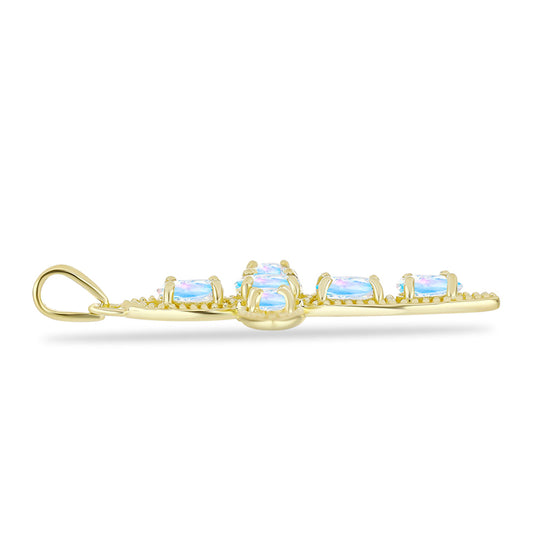 Goldplattierter Silberanhänger mit Regenbogenmondstein