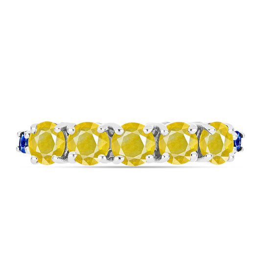 Silberring mit gelbem Saphir und australischem blauem Saphir