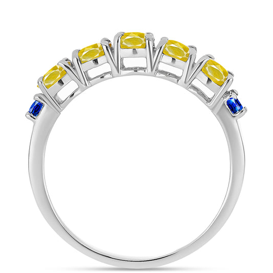 Silberring mit gelbem Saphir und australischem blauem Saphir