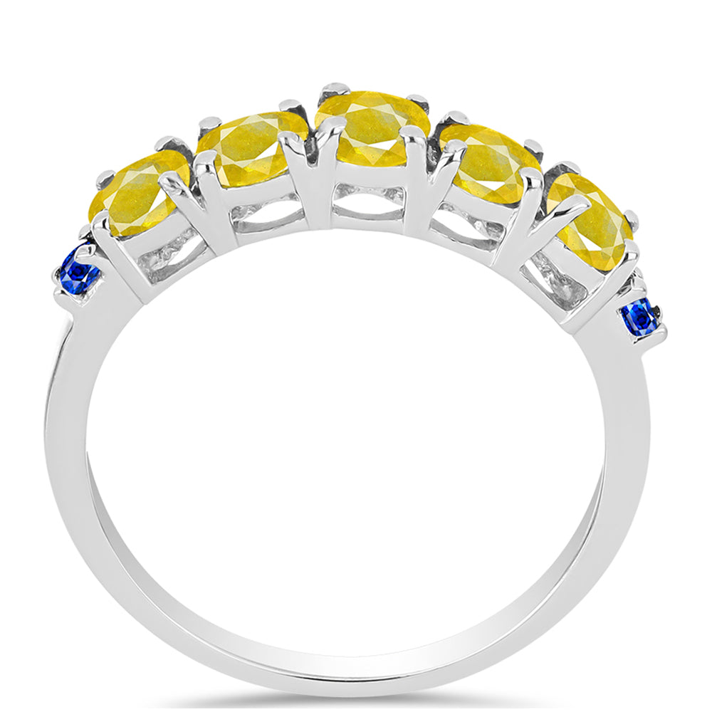 Silberring mit gelbem Saphir und australischem blauem Saphir 3 