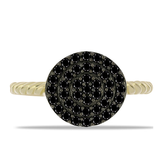 Goldplattierter Silberring mit schwarzem Turmalin aus Pelmadulla