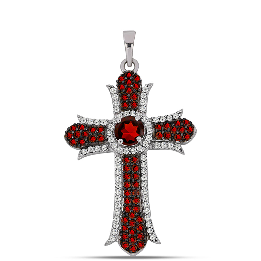 Silberanhänger mit Barton Granat und weißem Topas