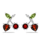 Silberohrringe mit Barton Granat und Peridot aus Changbai