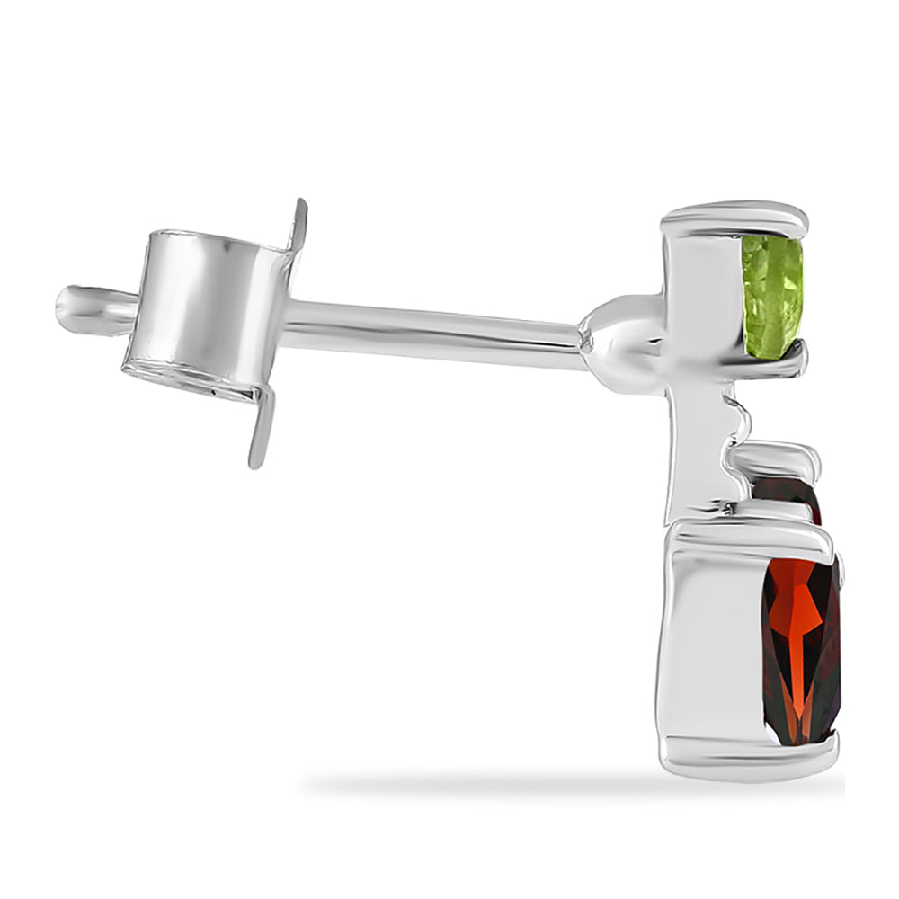 Silberohrringe mit Barton Granat und Peridot aus Changbai 2 