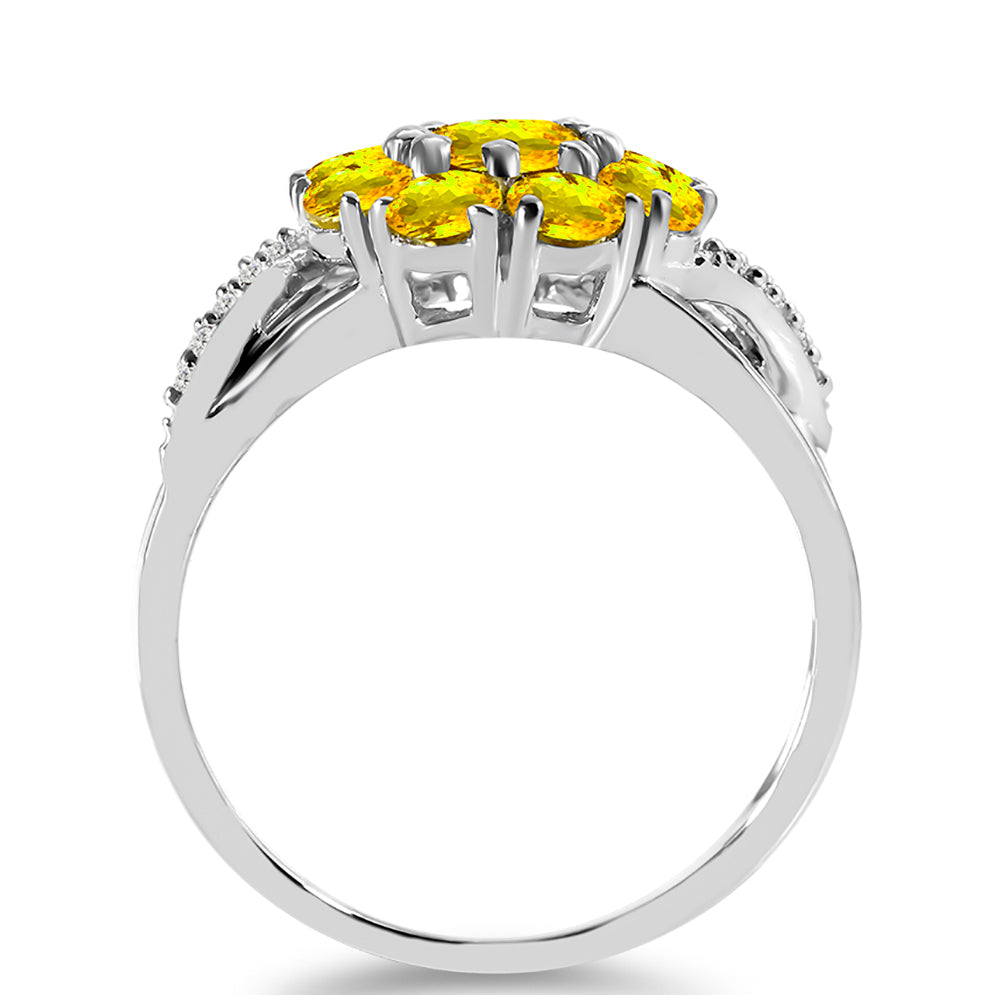 Silberring mit Zitrin aus dem Ural und weißem Topas 2 