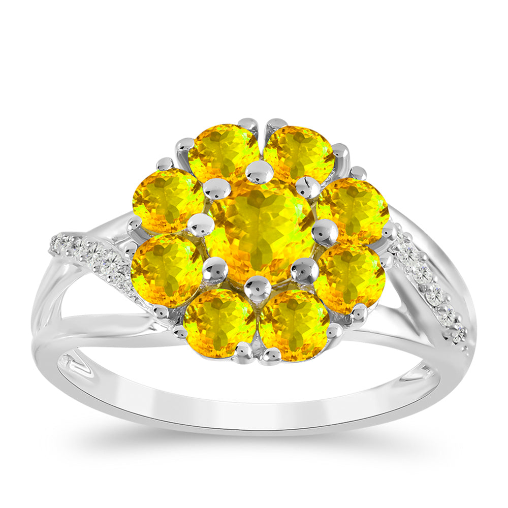 Silberring mit Zitrin aus dem Ural und weißem Topas 3 