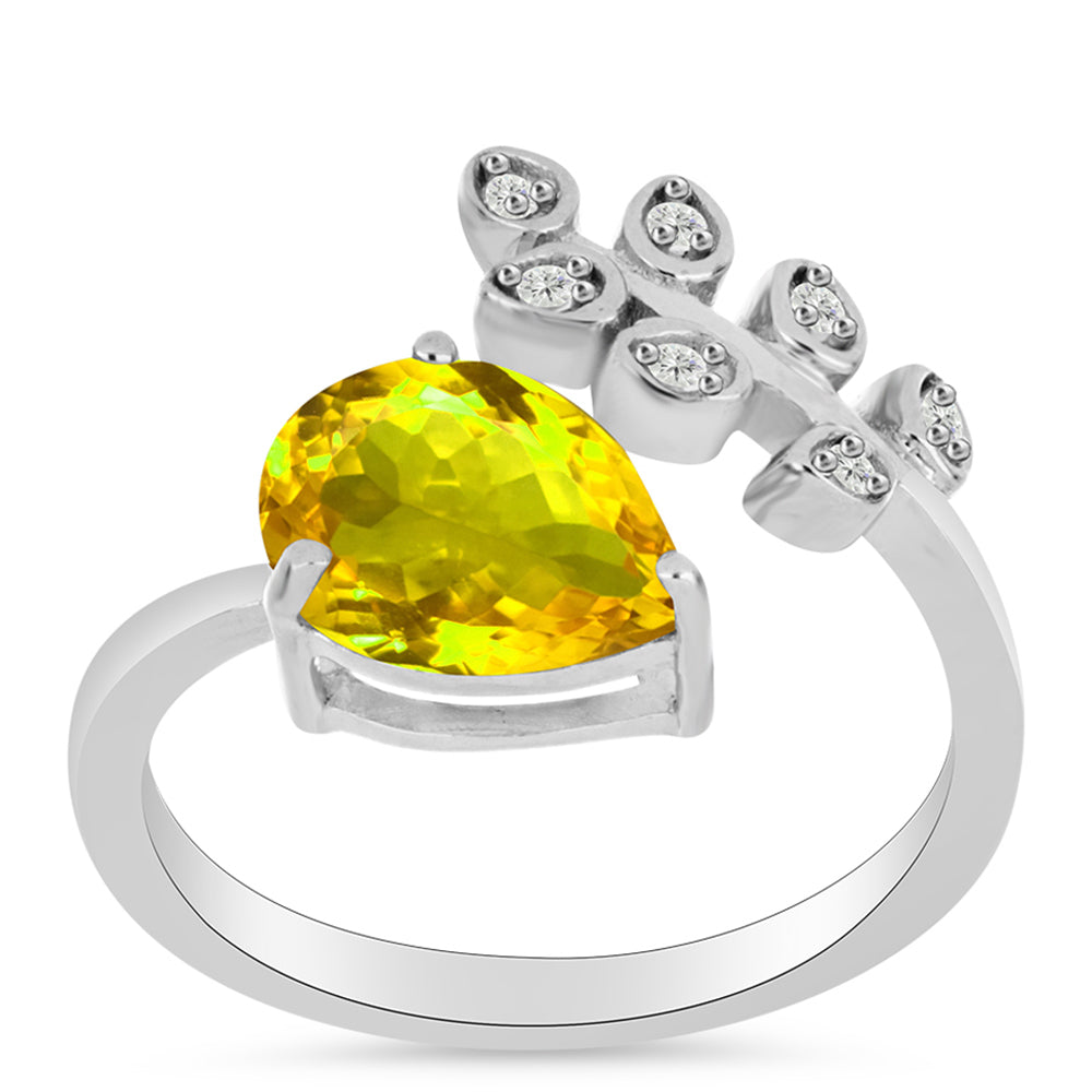 Silberring mit Zitrin aus dem Ural und weißem Topas 3 